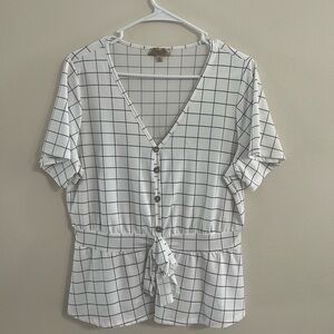 Lavish White and Black Checkered Blouse